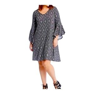 Karen Kane casual bell-sleeve jersey knit dress 1X
